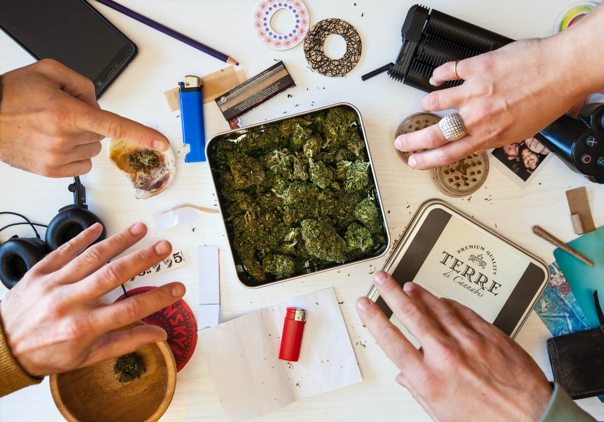 Post Pandemic Pot Party Friends Around Cannabis