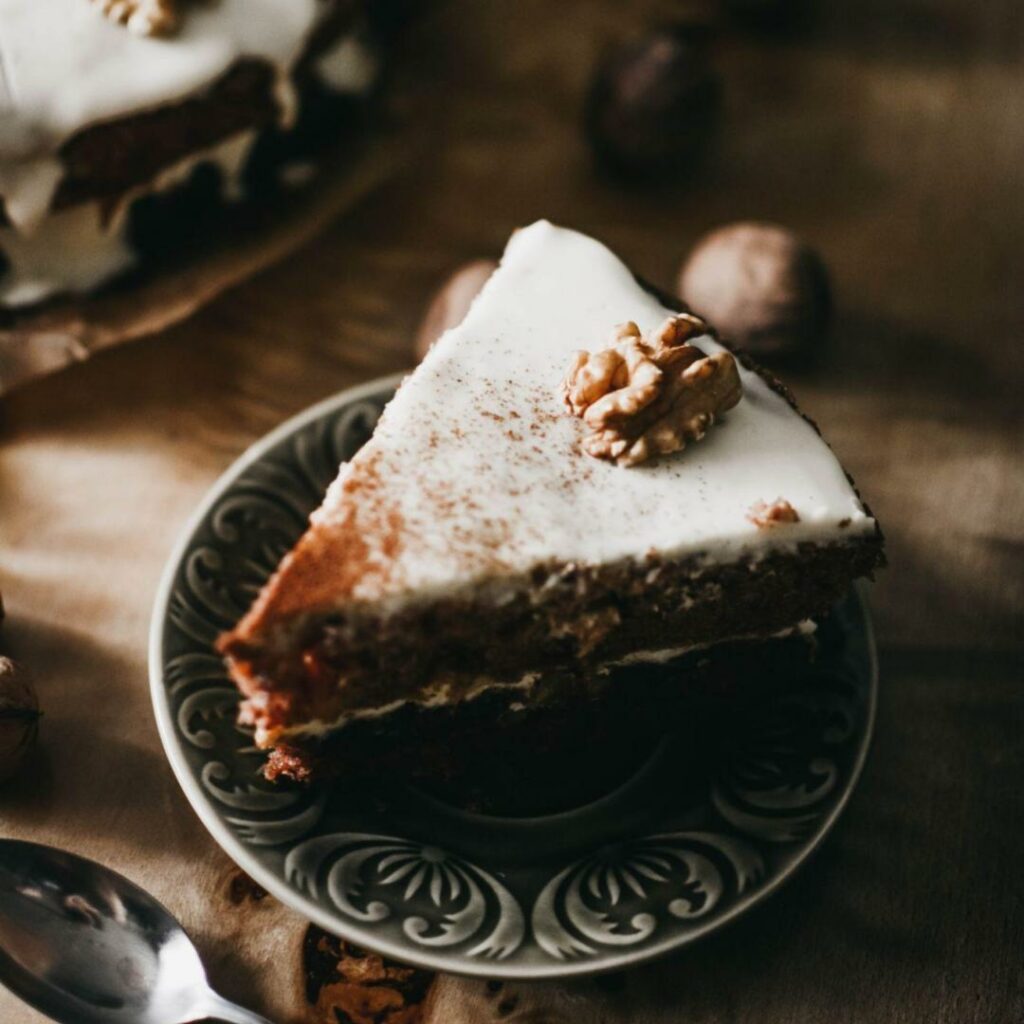 Luxurious Carrot Cake Slice with Walnuts